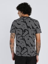 Mens Black Casual Regular Fit Half Sleeves Tshirt