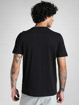 Mens Black Casual Regular Fit Half Sleeves Tshirt