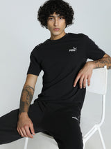 Mens Black Casual Regular Fit Half Sleeves Tshirt