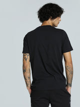 Mens Black Casual Regular Fit Half Sleeves Tshirt
