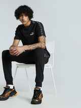 Mens Black Casual Regular Fit Half Sleeves Tshirt