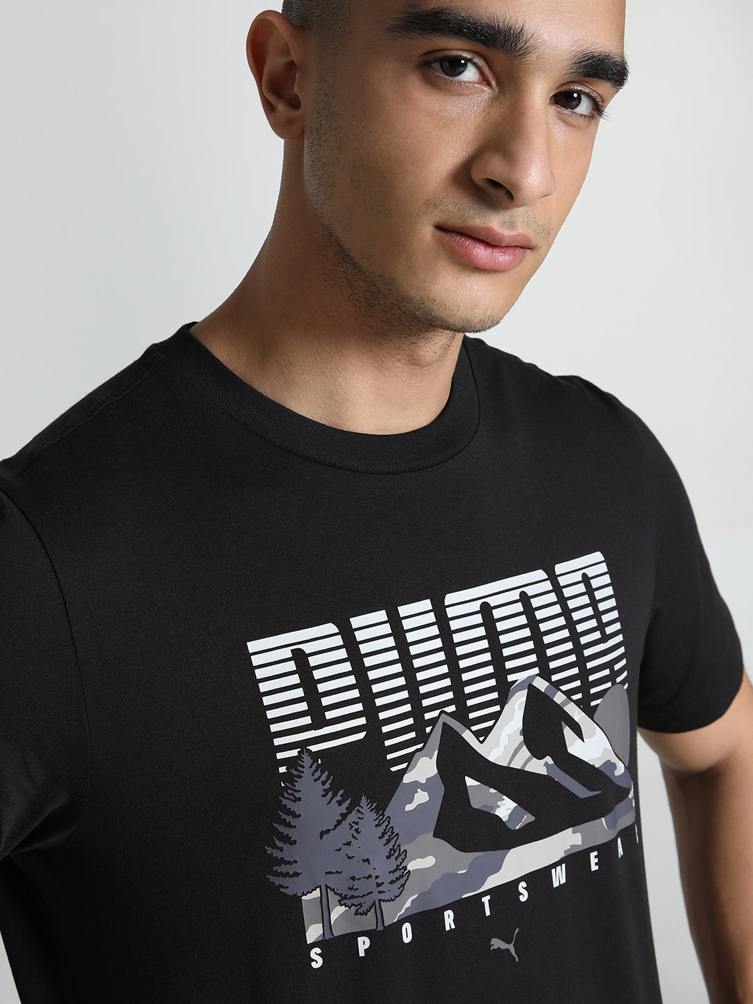 Mens Black Casual Regular Fit Half Sleeves Tshirt