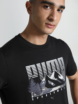 Mens Black Casual Regular Fit Half Sleeves Tshirt