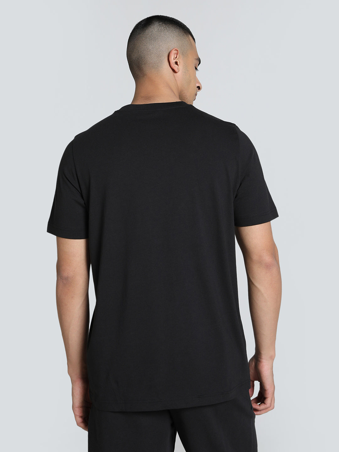 Mens Black Casual Regular Fit Half Sleeves Tshirt