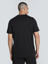 Mens Black Casual Regular Fit Half Sleeves Tshirt