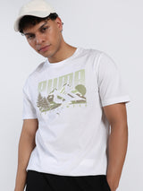 Mens White Casual Regular Fit Half Sleeves Tshirt
