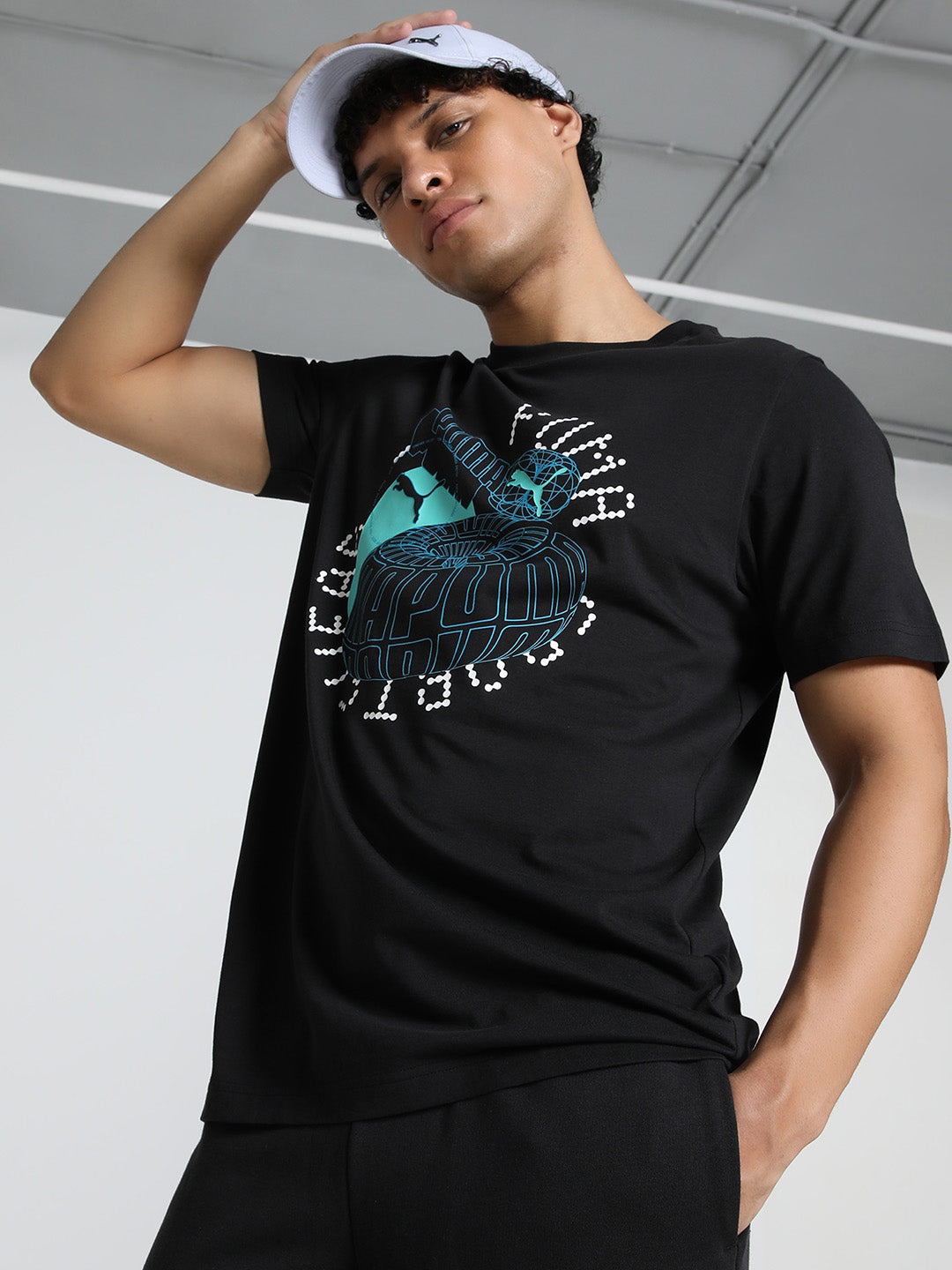 Mens Black Casual Regular Fit Half Sleeves Tshirt