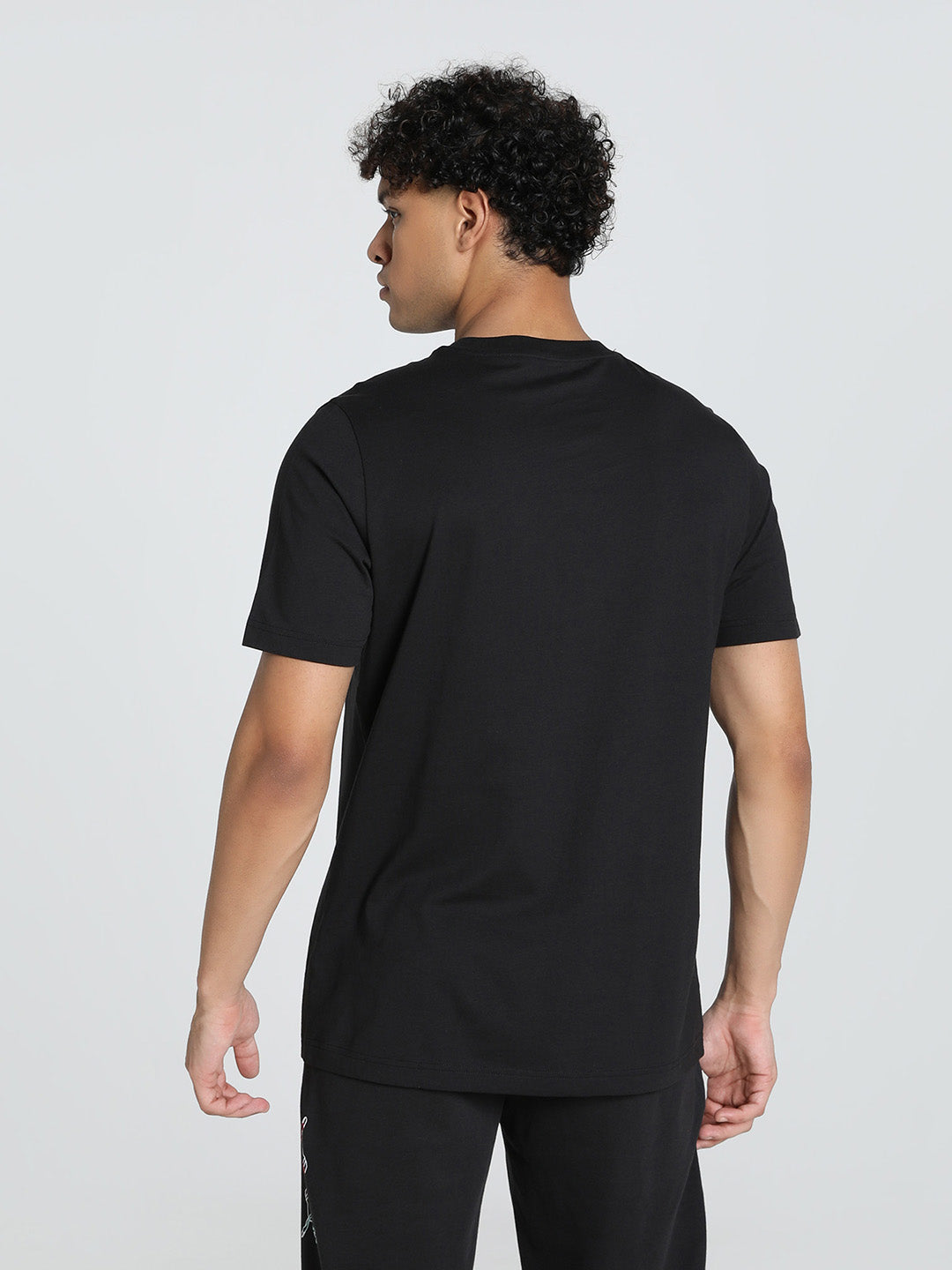 Mens Black Casual Regular Fit Half Sleeves Tshirt
