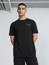 Mens Black Casual Regular Fit Half Sleeves Tshirt