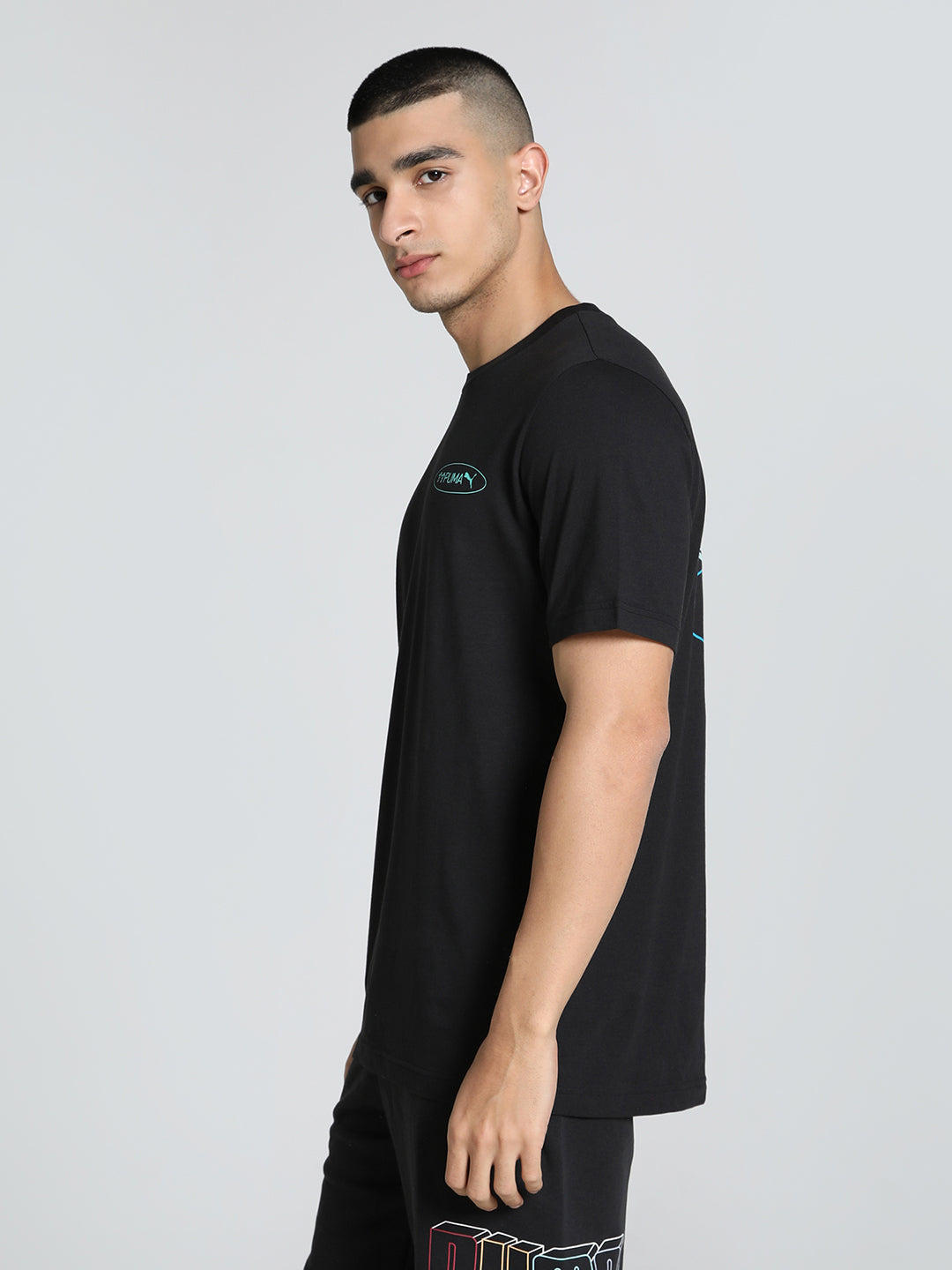 Mens Black Casual Regular Fit Half Sleeves Tshirt