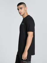 Mens Black Casual Regular Fit Half Sleeves Tshirt