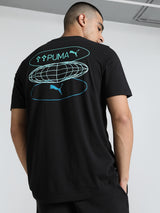 Mens Black Casual Regular Fit Half Sleeves Tshirt