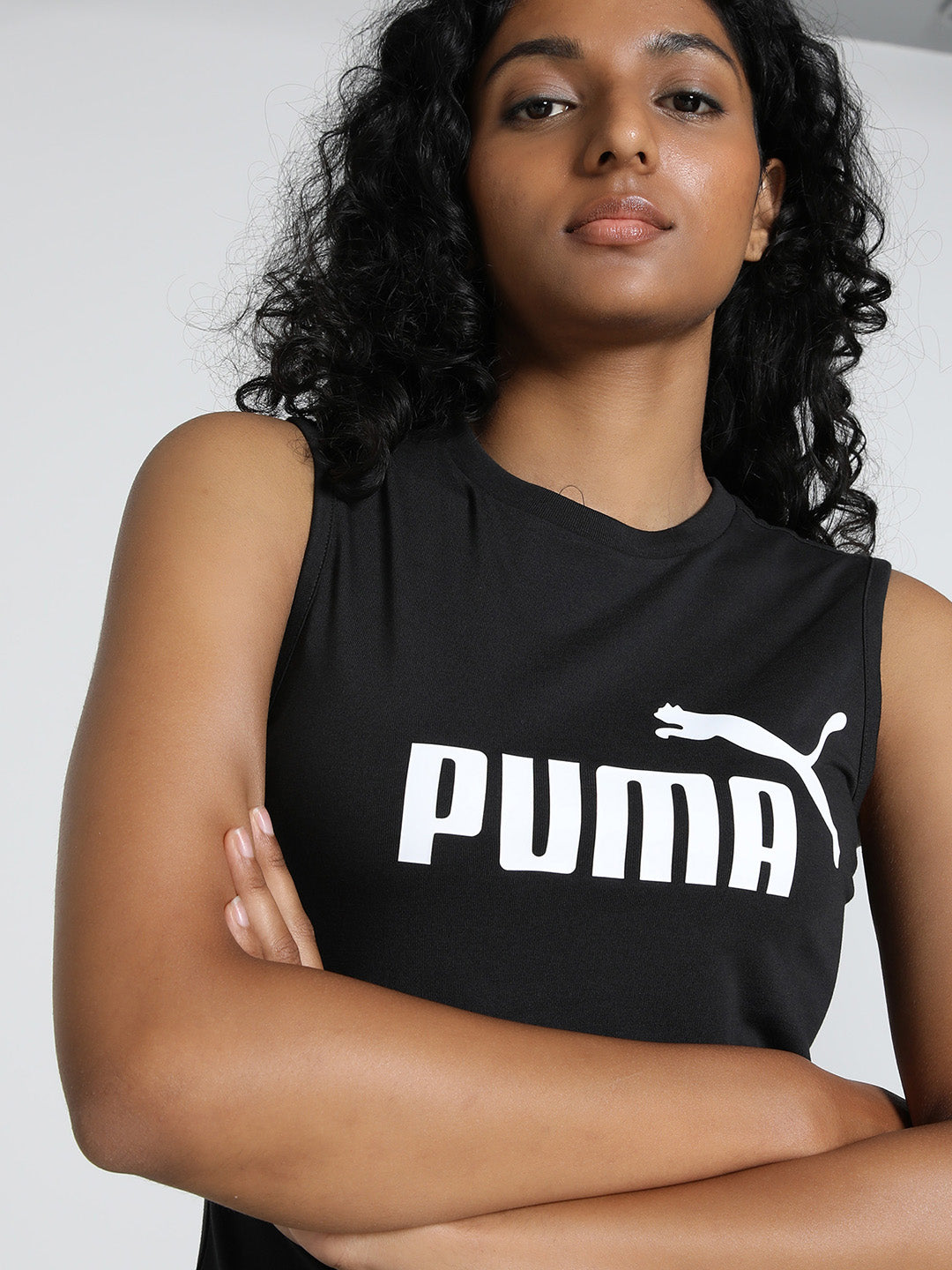 Womens Black Casual Solid Sleeveless Top