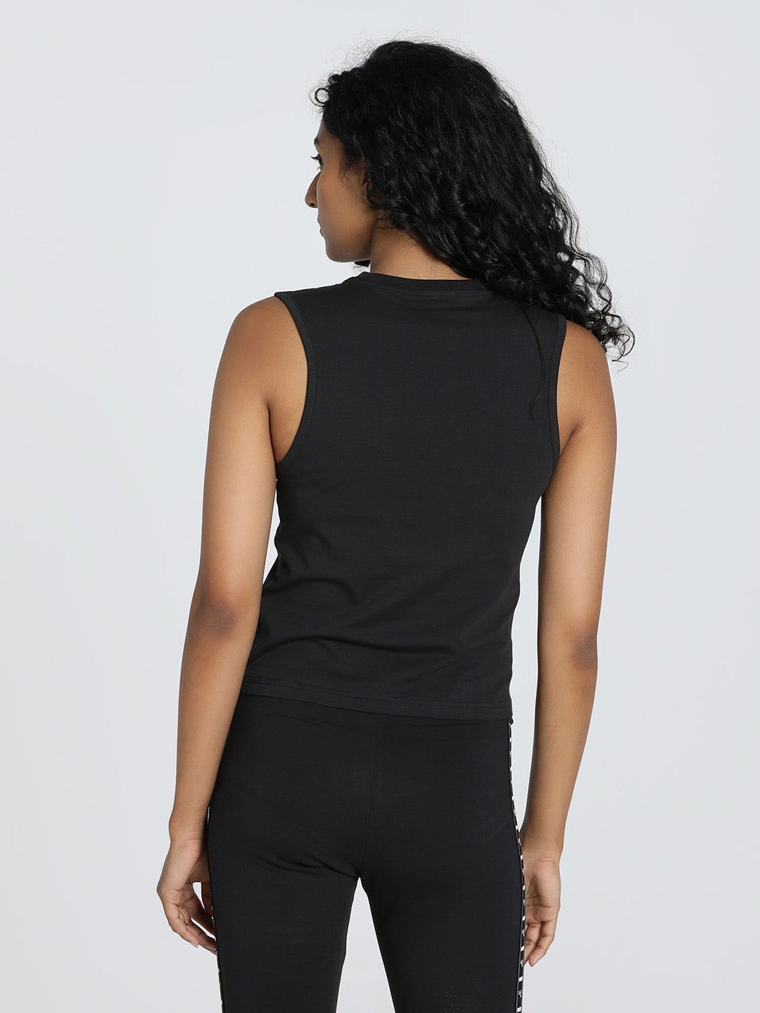 Womens Black Casual Solid Sleeveless Top