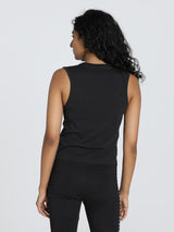 Womens Black Casual Solid Sleeveless Top