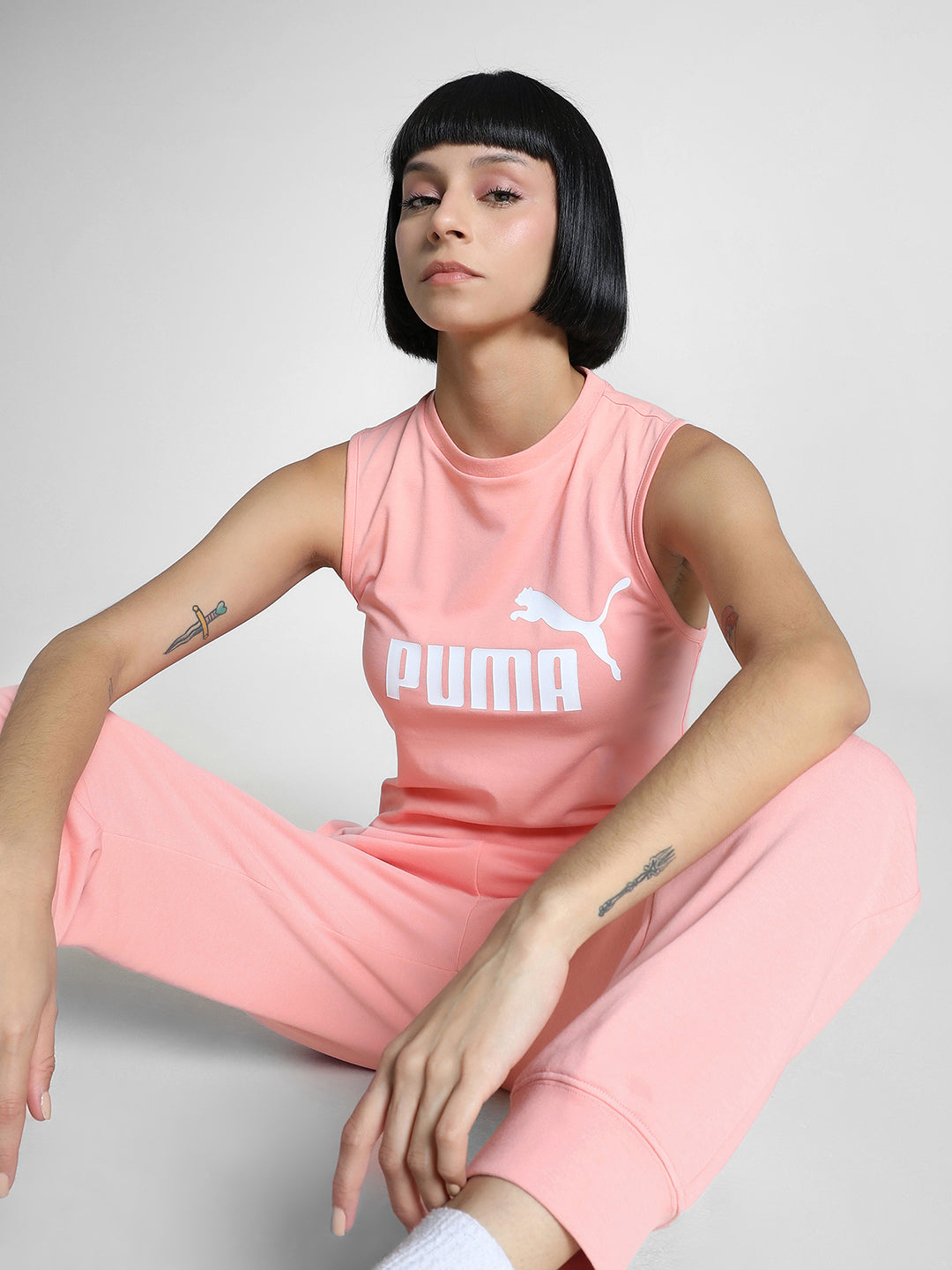 Womens Pink Casual Solid Sleeveless Top
