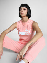Womens Pink Casual Solid Sleeveless Top