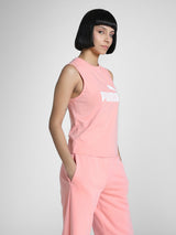 Womens Pink Casual Solid Sleeveless Top
