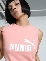 Womens Pink Casual Solid Sleeveless Top