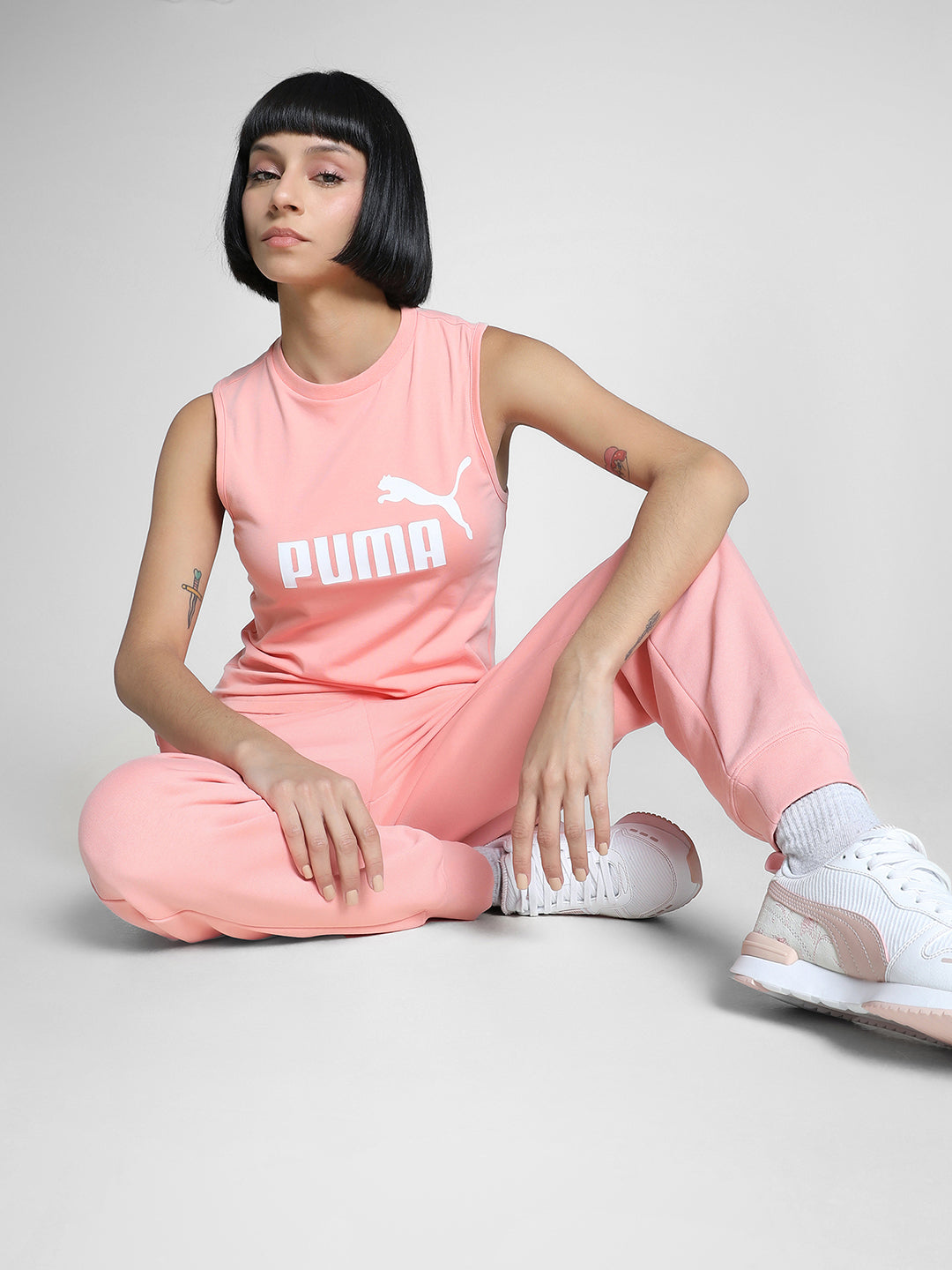 Womens Pink Casual Solid Sleeveless Top