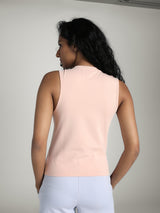 Womens Pink Casual Solid Sleeveless Top