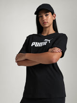 Womens Black Casual Regular Fit Half Sleeves Tshirt