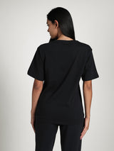 Womens Black Casual Regular Fit Half Sleeves Tshirt