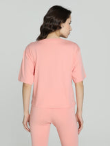 Womens Pink Casual Regular Fit Half Sleeves Tshirt