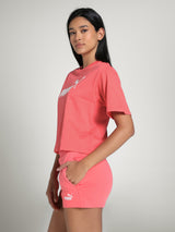 Womens Red Casual Regular Fit Half Sleeves Tshirt
