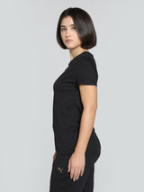 Womens Black Casual Regular Fit Half Sleeves Tshirt