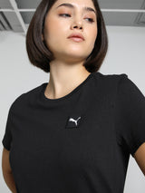 Womens Black Casual Regular Fit Half Sleeves Tshirt