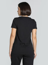 Womens Black Casual Regular Fit Half Sleeves Tshirt