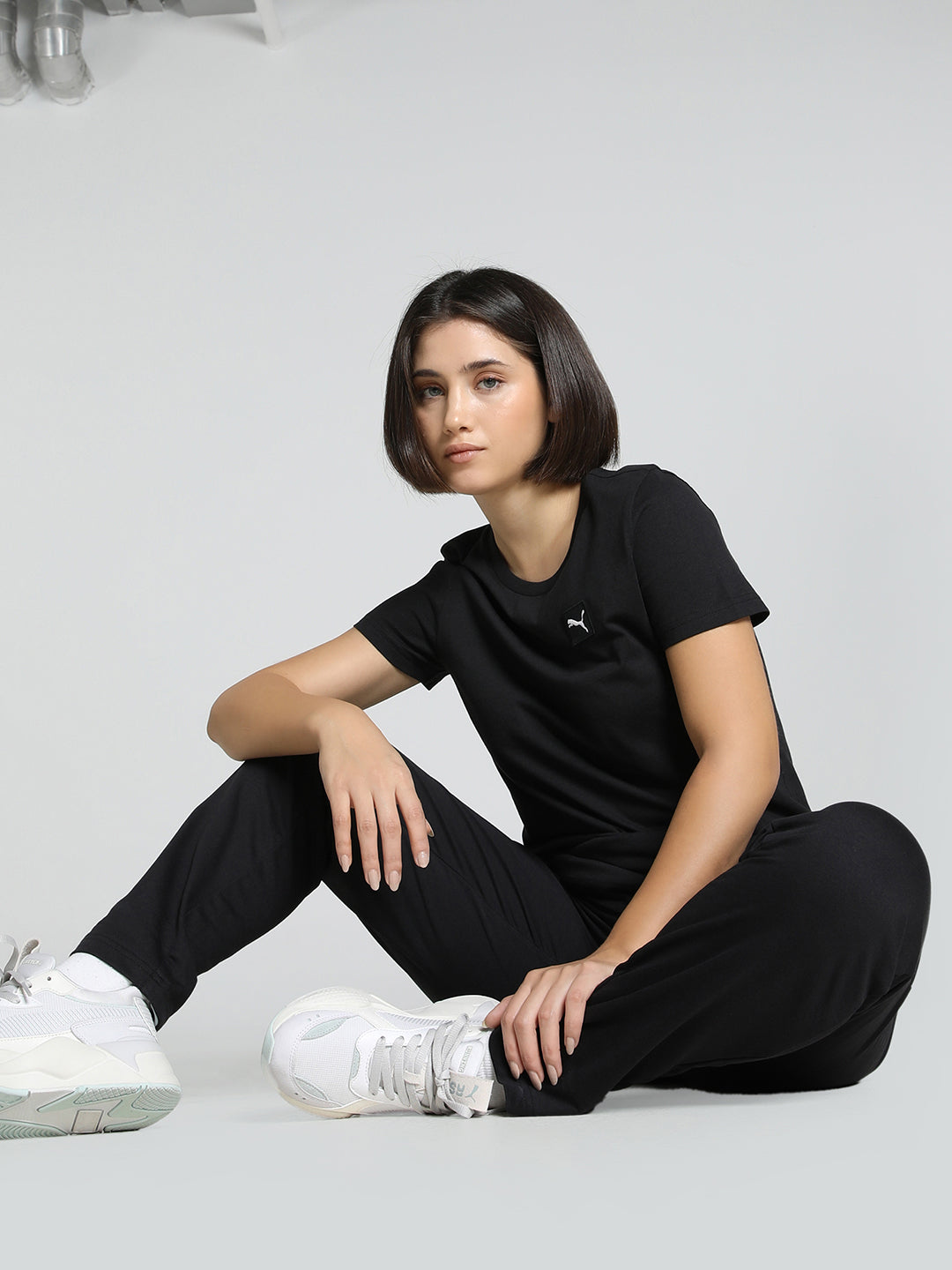 Womens Black Casual Regular Fit Half Sleeves Tshirt
