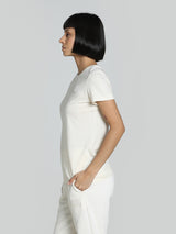Womens White Casual Regular Fit Half Sleeves Tshirt