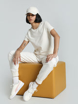 Womens White Casual Regular Fit Half Sleeves Tshirt