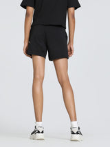 Womens Black Casual Regular Solid Above Knee Short