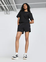 Womens Black Casual Regular Solid Above Knee Short