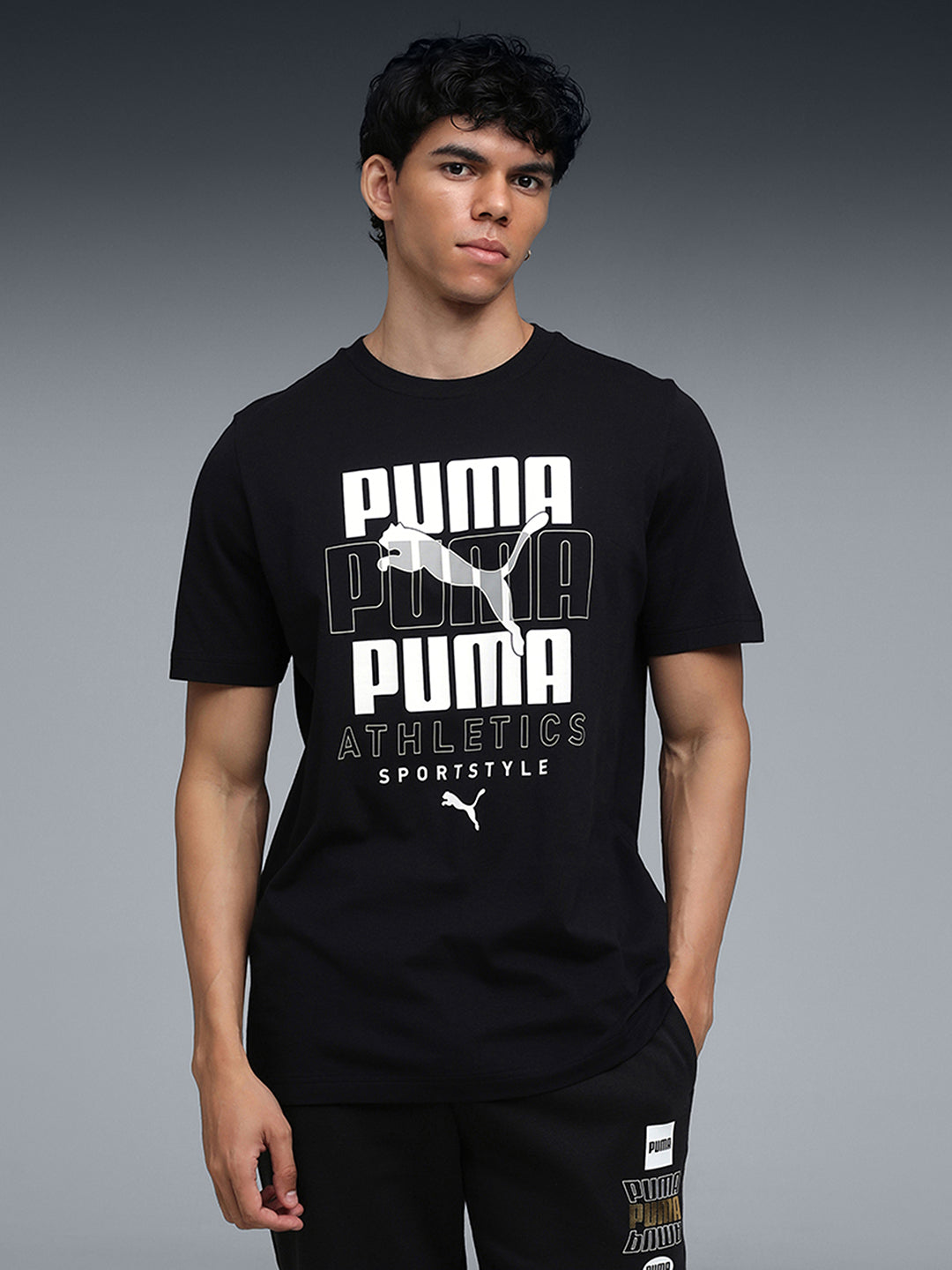 Mens Black Casual Regular Fit Half Sleeves Tshirt