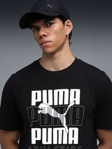 Mens Black Casual Regular Fit Half Sleeves Tshirt