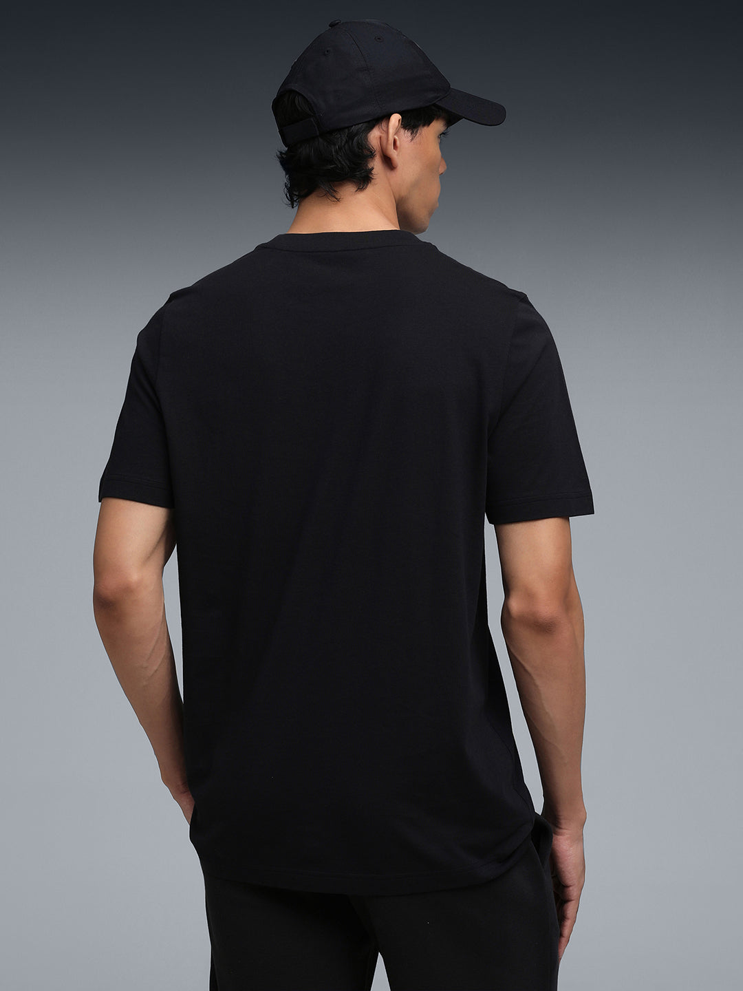 Mens Black Casual Regular Fit Half Sleeves Tshirt