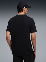 Mens Black Casual Regular Fit Half Sleeves Tshirt