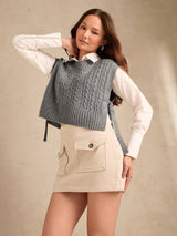 Women's Grey Chunky Cable Knit Sweater