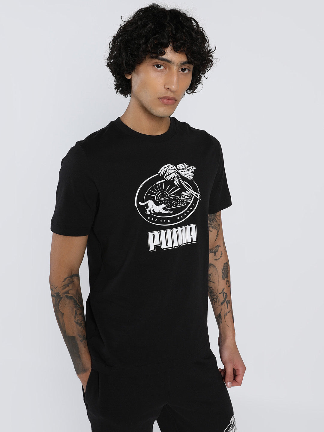 Mens Black Casual Regular Fit Half Sleeves Tshirt