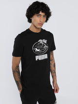 Mens Black Casual Regular Fit Half Sleeves Tshirt