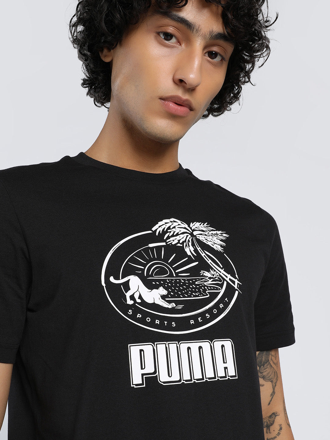 Mens Black Casual Regular Fit Half Sleeves Tshirt