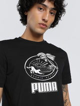 Mens Black Casual Regular Fit Half Sleeves Tshirt