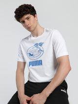 Mens White Casual Regular Fit Half Sleeves Tshirt