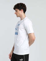 Mens White Casual Regular Fit Half Sleeves Tshirt
