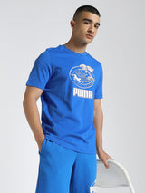 Mens Blue Casual Regular Fit Half Sleeves Tshirt
