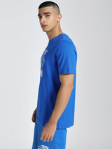 Mens Blue Casual Regular Fit Half Sleeves Tshirt